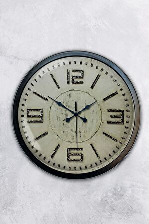 40 Cm Siyah Metal Retro Duvar Saati