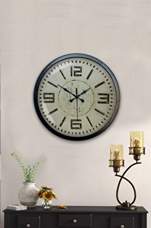 40 Cm Siyah Metal Retro Duvar Saati