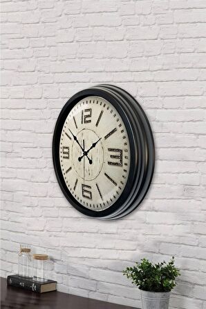40 Cm Siyah Metal Retro Duvar Saati