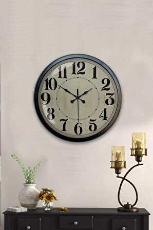 40 Cm Siyah Metal Retro Duvar Saati