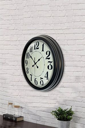 40 Cm Siyah Metal Retro Duvar Saati