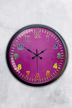 40 Cm Siyah Metal Renkli Sayı Duvar Saati