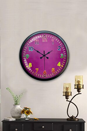 40 Cm Siyah Metal Renkli Sayı Duvar Saati