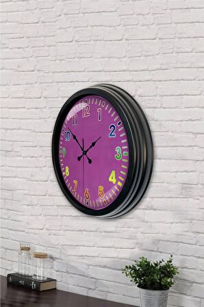 40 Cm Siyah Metal Renkli Sayı Duvar Saati