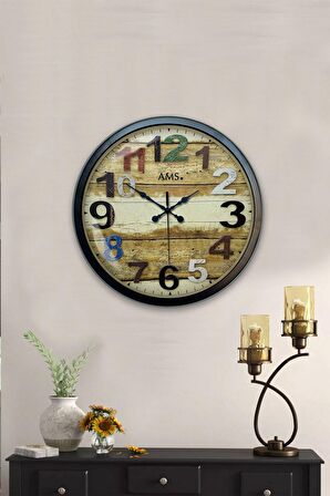 40 Cm Siyah Metal Renkli Sayı Duvar Saati