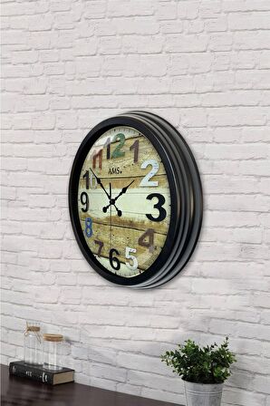 40 Cm Siyah Metal Renkli Sayı Duvar Saati