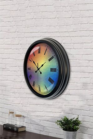 40 Cm Siyah Metal Renk Dünyası Duvar Saati