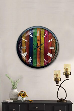 40 Cm Siyah Metal Renk Dünyası Duvar Saati
