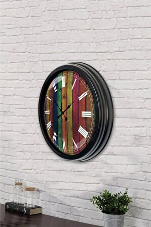 40 Cm Siyah Metal Renk Dünyası Duvar Saati