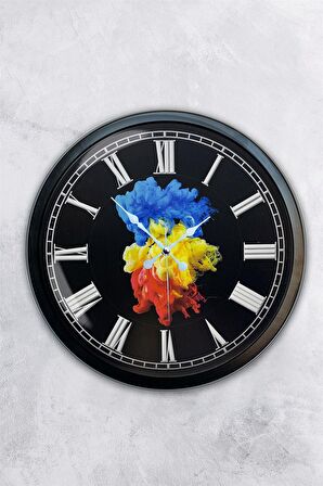 40 Cm Siyah Metal Renk Dünyası Duvar Saati