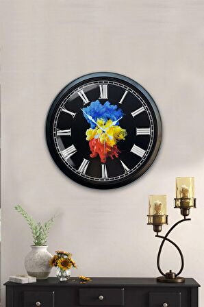 40 Cm Siyah Metal Renk Dünyası Duvar Saati