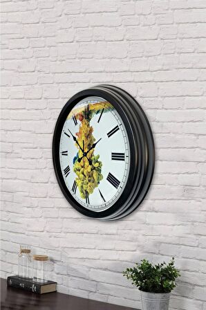 40 Cm Siyah Metal Renk Dünyası Duvar Saati