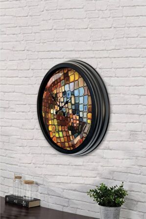 40 Cm Siyah Metal Rengarenk Duvar Saati