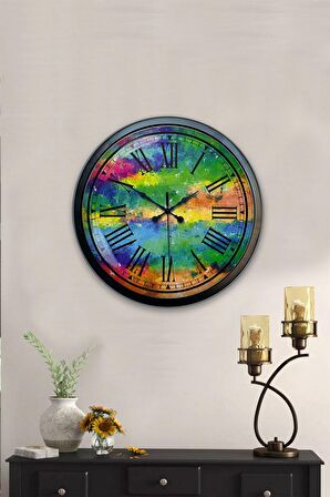40 Cm Siyah Metal Rengarenk Duvar Saati