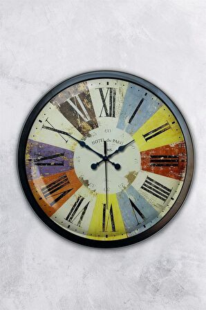 40 Cm Siyah Metal Rengarenk Duvar Saati