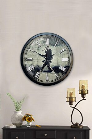 40 Cm Siyah Metal Rap Duvar Saati