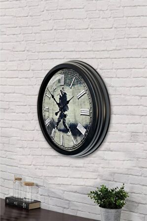 40 Cm Siyah Metal Rap Duvar Saati