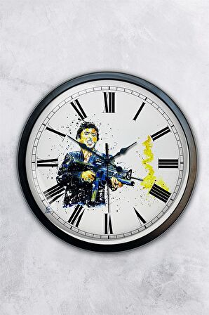 40 Cm Siyah Metal Rambo Duvar Saati