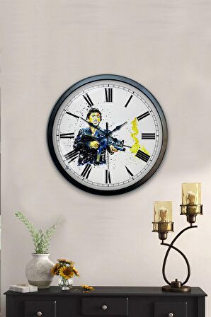 40 Cm Siyah Metal Rambo Duvar Saati