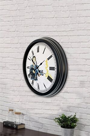 40 Cm Siyah Metal Rambo Duvar Saati