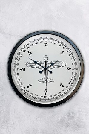 40 Cm Siyah Metal Pusula Duvar Saati