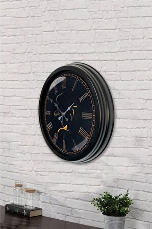 40 Cm Siyah Metal Profil Duvar Saati