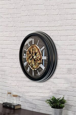 40 Cm Siyah Metal Pizza Duvar Saati