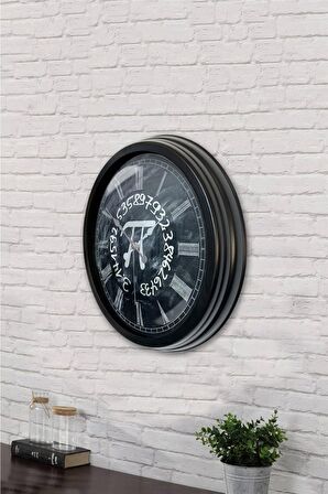 40 Cm Siyah Metal Pi Duvar Saati