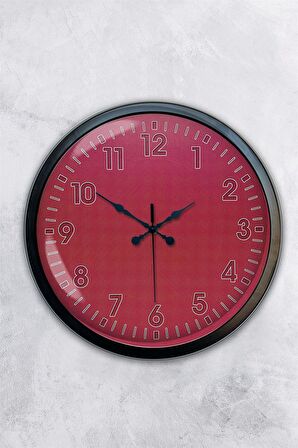 40 Cm Siyah Metal Pembe Duvar Saati