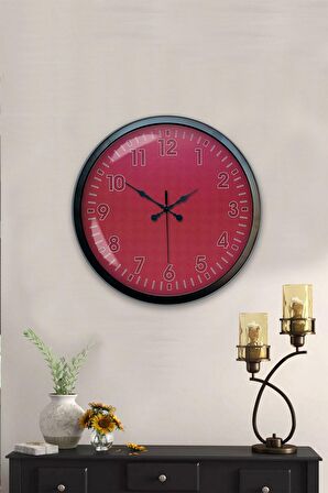 40 Cm Siyah Metal Pembe Duvar Saati
