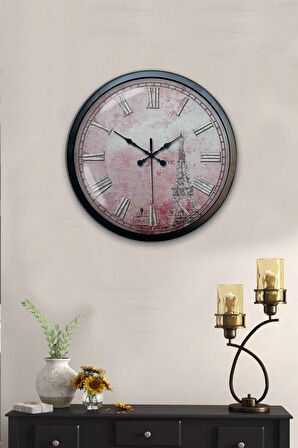 40 Cm Siyah Metal Paris Duvar Saati