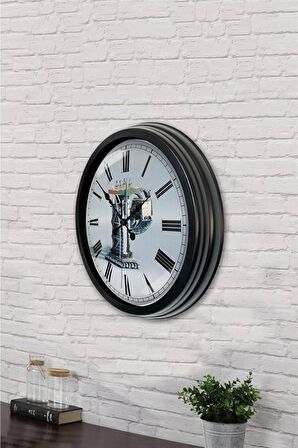 40 Cm Siyah Metal Para Duvar Saati