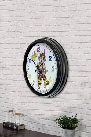 40 Cm Siyah Metal Palyaço Duvar Saati