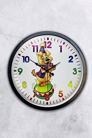 40 Cm Siyah Metal Palyaço Duvar Saati