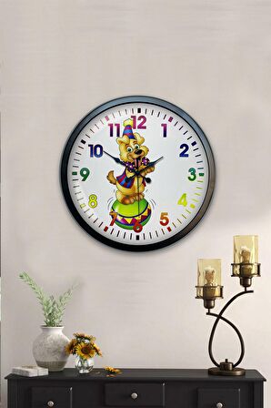 40 Cm Siyah Metal Palyaço Duvar Saati