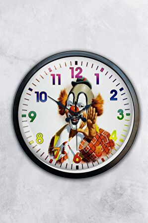 40 Cm Siyah Metal Palyaço Duvar Saati