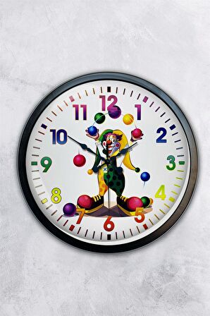 40 Cm Siyah Metal Palyaço Duvar Saati