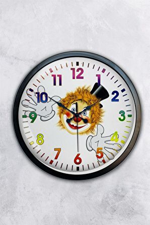 40 Cm Siyah Metal Palyaço Duvar Saati