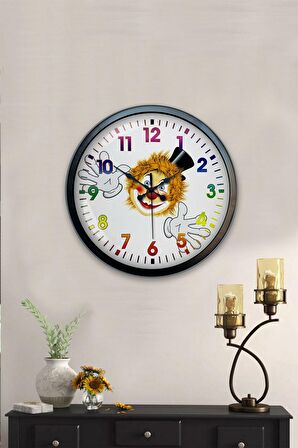 40 Cm Siyah Metal Palyaço Duvar Saati