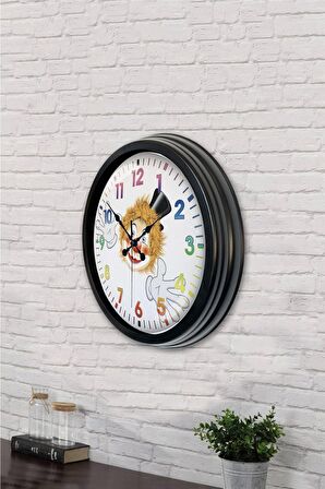 40 Cm Siyah Metal Palyaço Duvar Saati