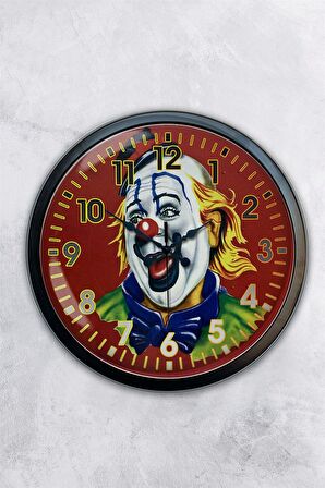 40 Cm Siyah Metal Palyaço Duvar Saati