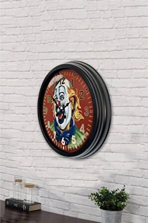 40 Cm Siyah Metal Palyaço Duvar Saati