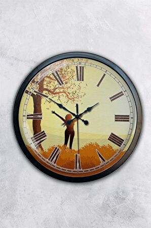 40 Cm Siyah Metal Özgürlük Duvar Saati