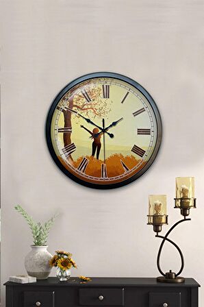 40 Cm Siyah Metal Özgürlük Duvar Saati