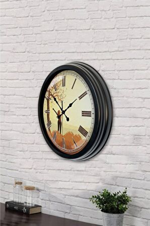 40 Cm Siyah Metal Özgürlük Duvar Saati