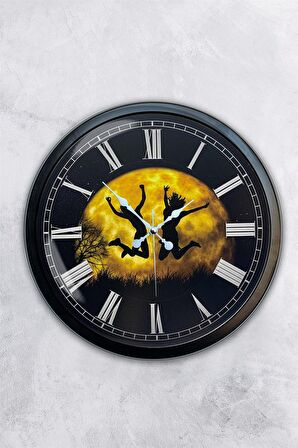 40 Cm Siyah Metal Özgürlük Duvar Saati