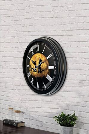 40 Cm Siyah Metal Özgürlük Duvar Saati