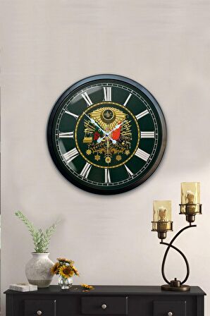 40 Cm Siyah Metal Osmanlı Devleti Duvar Saati