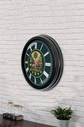 40 Cm Siyah Metal Osmanlı Devleti Duvar Saati