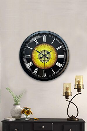40 Cm Siyah Metal Osmanlı Desen Duvar Saati